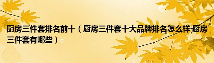 厨房三件套排名前十（厨房三件套十大品牌排名怎么样 厨房三件套有哪些）