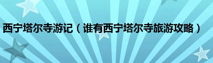 西宁塔尔寺游记（谁有西宁塔尔寺旅游攻略）