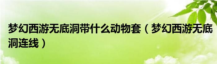 梦幻西游无底洞带什么动物套（梦幻西游无底洞连线）