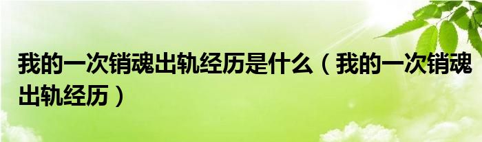 我的一次销魂出轨经历是什么（我的一次销魂出轨经历）