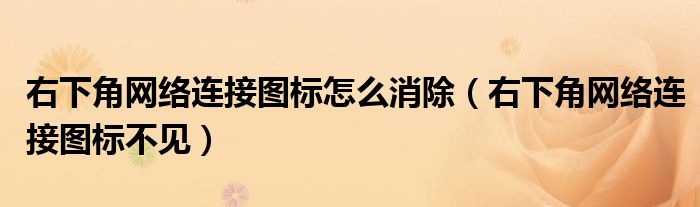 右下角网络连接图标怎么消除（右下角网络连接图标不见）