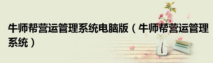 牛师帮营运管理系统电脑版（牛师帮营运管理系统）