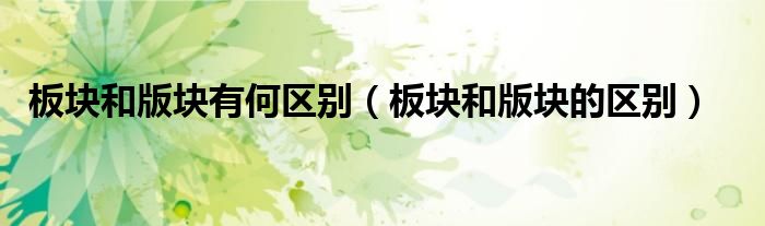 板块和版块有何区别（板块和版块的区别）