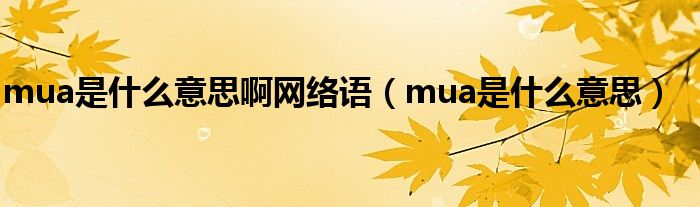 mua是什么意思啊网络语（mua是什么意思）
