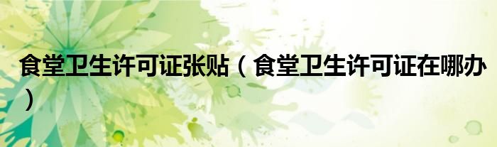 食堂卫生许可证张贴（食堂卫生许可证在哪办）