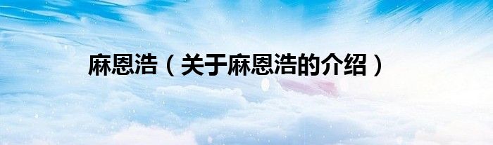 麻恩浩（关于麻恩浩的介绍）