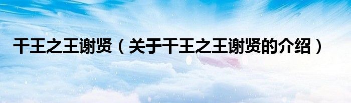 千王之王谢贤（关于千王之王谢贤的介绍）