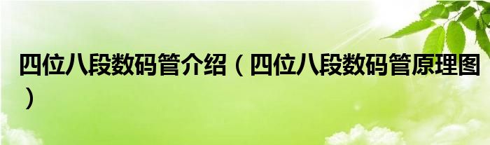 四位八段数码管介绍（四位八段数码管原理图）