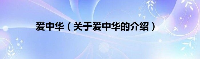 爱中华（关于爱中华的介绍）