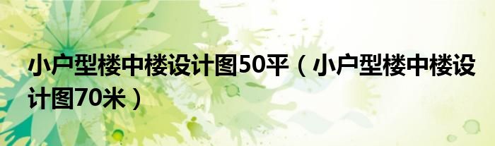 小户型楼中楼设计图50平（小户型楼中楼设计图70米）