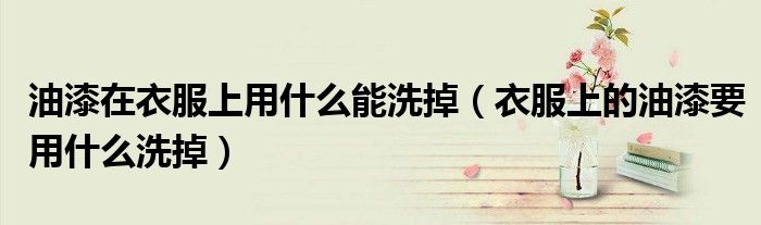 油漆在衣服上用什么能洗掉（衣服上的油漆要用什么洗掉）