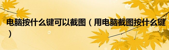 电脑按什么键可以截图（用电脑截图按什么键）