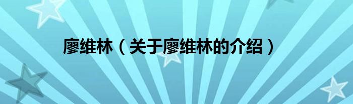 廖维林（关于廖维林的介绍）