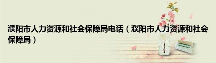 濮阳市人力资源和社会保障局电话（濮阳市人力资源和社会保障局）