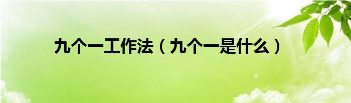 九个一工作法（九个一是什么）