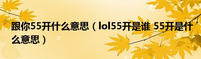跟你55开什么意思（lol55开是谁 55开是什么意思）