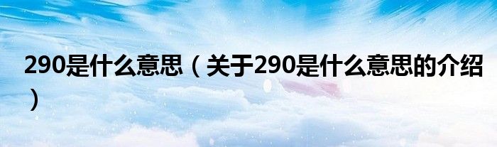 290是什么意思（关于290是什么意思的介绍）