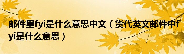 邮件里fyi是什么意思中文（货代英文邮件中fyi是什么意思）