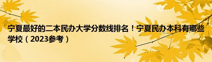 宁夏最好的二本民办大学分数线排名！宁夏民办本科有哪些学校（2023参考）