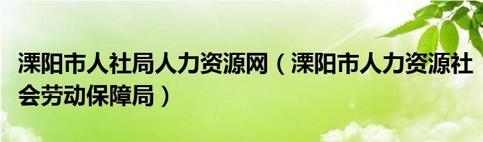 溧阳市人社局人力资源网（溧阳市人力资源社会劳动保障局）