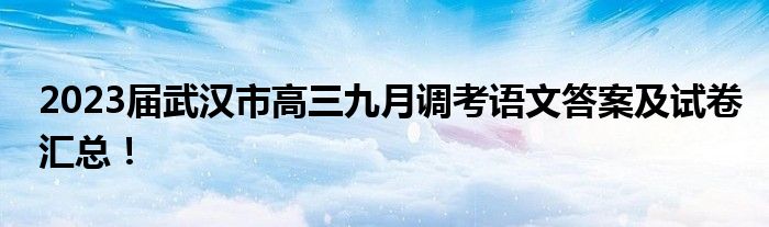 2023届武汉市高三九月调考语文答案及试卷汇总！