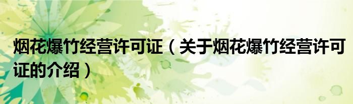烟花爆竹经营许可证（关于烟花爆竹经营许可证的介绍）