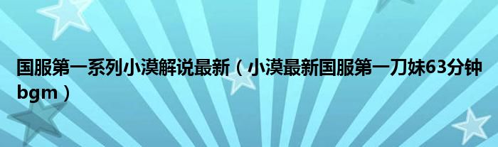 国服第一系列小漠解说最新（小漠最新国服第一刀妹63分钟bgm）