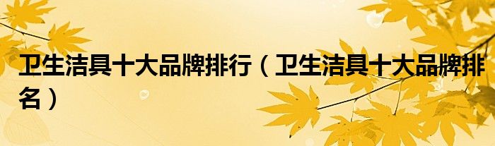 卫生洁具十大品牌排行（卫生洁具十大品牌排名）