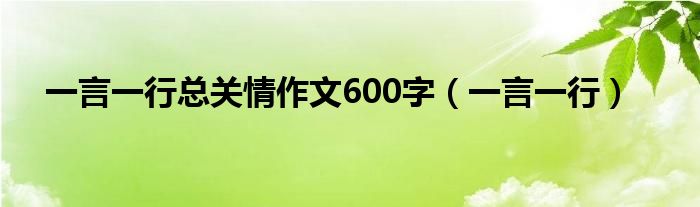 一言一行总关情作文600字（一言一行）