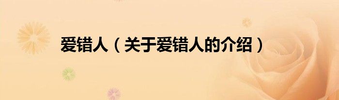 爱错人（关于爱错人的介绍）