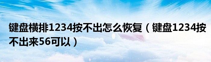 键盘横排1234按不出怎么恢复（键盘1234按不出来56可以）