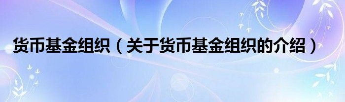 货币基金组织（关于货币基金组织的介绍）