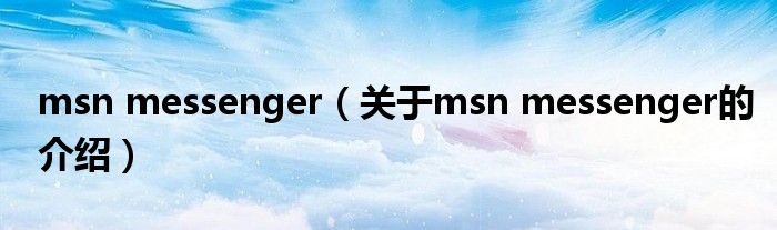 msn messenger（关于msn messenger的介绍）