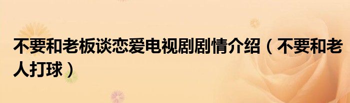 不要和老板谈恋爱电视剧剧情介绍（不要和老人打球）