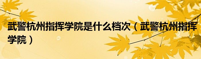 武警杭州指挥学院是什么档次（武警杭州指挥学院）