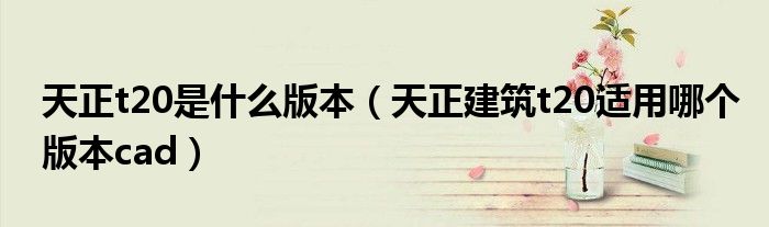 天正t20是什么版本（天正建筑t20适用哪个版本cad）