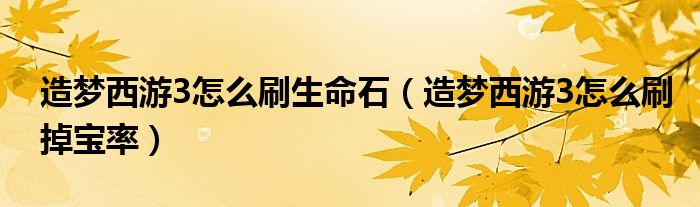 造梦西游3怎么刷生命石（造梦西游3怎么刷掉宝率）