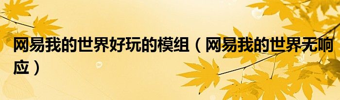 网易我的世界好玩的模组（网易我的世界无响应）