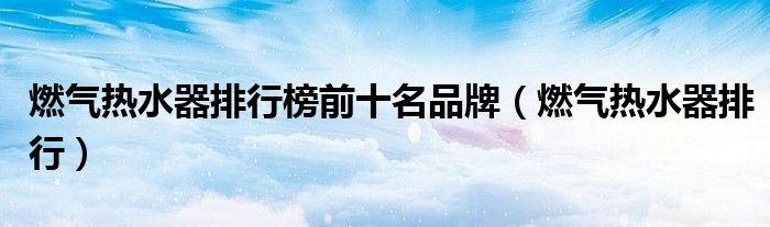 燃气热水器排行榜前十名品牌（燃气热水器排行）