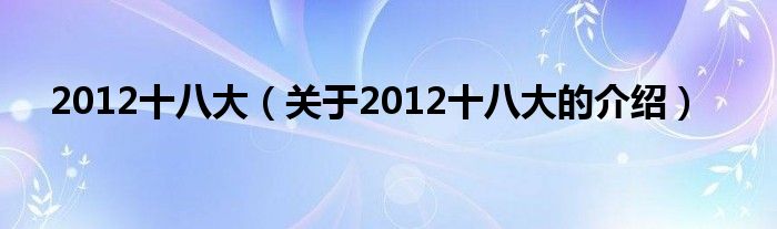 2012十八大（关于2012十八大的介绍）