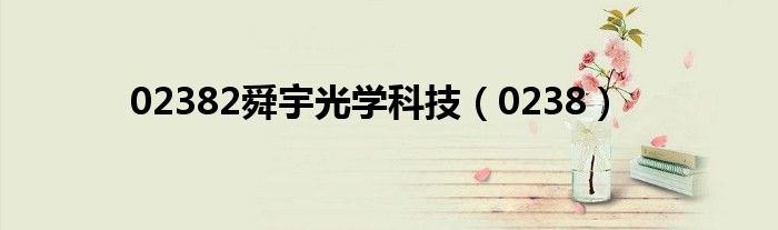02382舜宇光学科技（0238）