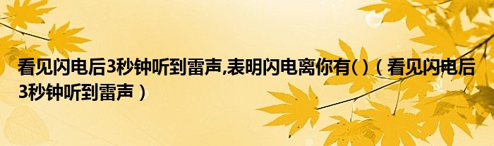 看见闪电后3秒钟听到雷声,表明闪电离你有( )（看见闪电后3秒钟听到雷声）