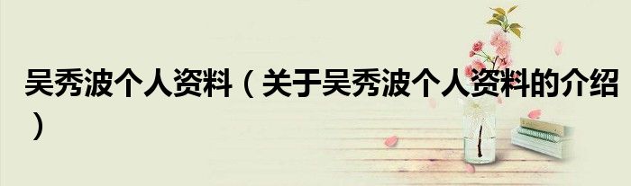 吴秀波个人资料（关于吴秀波个人资料的介绍）