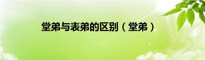 堂弟与表弟的区别（堂弟）