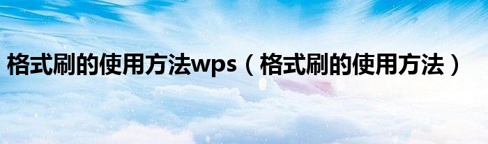 格式刷的使用方法wps（格式刷的使用方法）
