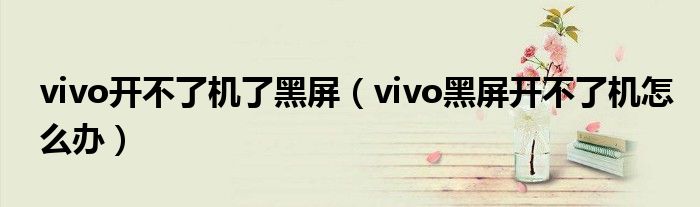 vivo开不了机了黑屏（vivo黑屏开不了机怎么办）