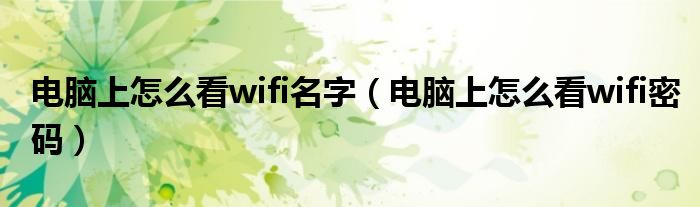 电脑上怎么看wifi名字（电脑上怎么看wifi密码）