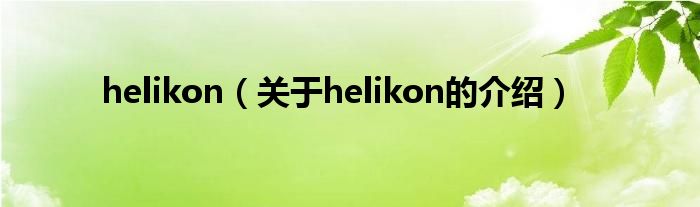 helikon（关于helikon的介绍）