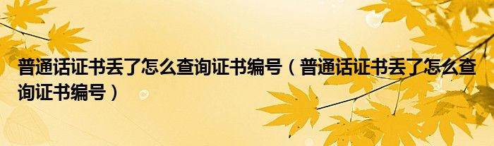 普通话证书丢了怎么查询证书编号（普通话证书丢了怎么查询证书编号）