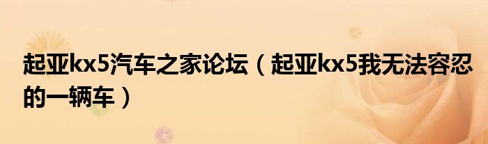 起亚kx5汽车之家论坛（起亚kx5我无法容忍的一辆车）
